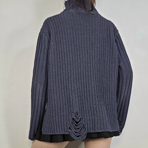 POL Distressed Chunky Knit Mock Neck Sweater Whimsigoth Grunge Chenille Small - Picture 3 of 8